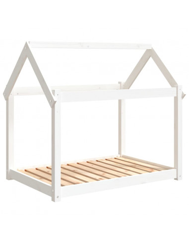 Cuccia per Cani Bianca 101x70x90 cm in Legno Massello di Pino