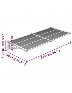 Tettoia per Porta Nera 239x90 cm in Policarbonato