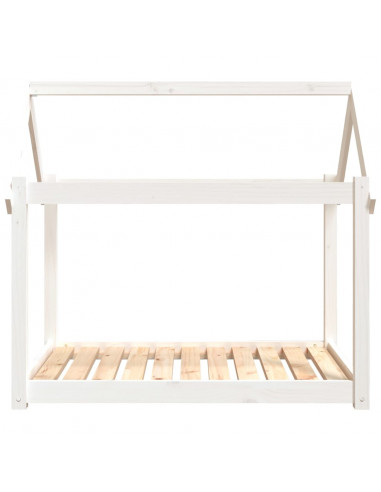 Cuccia per Cani Bianca 101x70x90 cm in Legno Massello di Pino