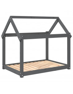 Cuccia per Cani Grigia 101x70x90 cm in Legno Massello di Pino 2