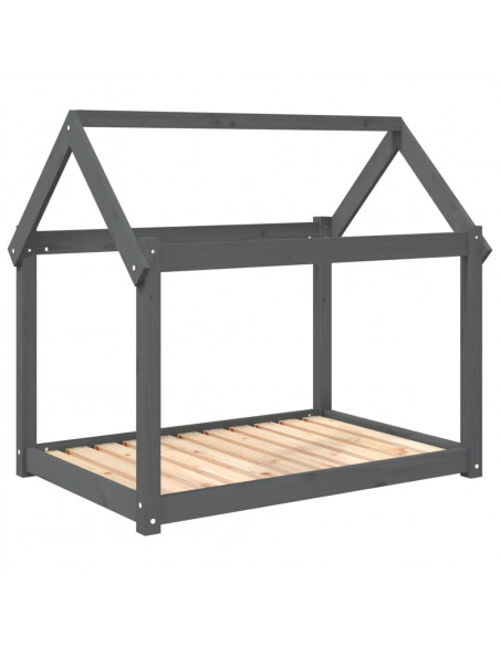 Cuccia per Cani Grigia 101x70x90 cm in Legno Massello di Pino