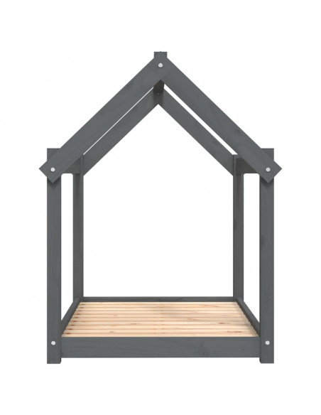 Cuccia per Cani Grigia 101x70x90 cm in Legno Massello di Pino