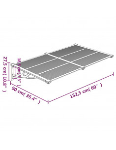 Tettoia per Porta Grigio e Trasparente 152,5x90cm Policarbonato