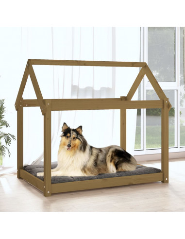 Cuccia per Cani Miele 101x70x90 cm in Legno Massello di Pino