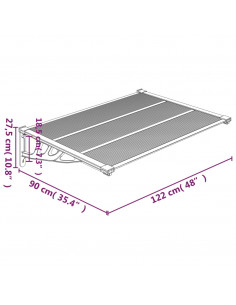 Tettoia per Porta Grigio e Trasparente 122x90 cm Policarbonato