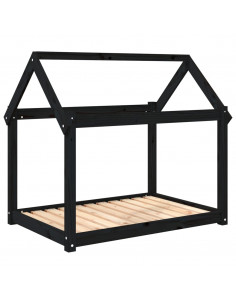 Cuccia per Cani Nera 101x70x90 cm in Legno Massello di Pino 2