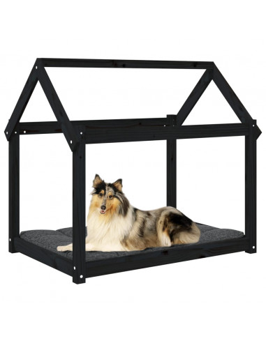 Cuccia per Cani Nera 101x70x90 cm in Legno Massello di Pino