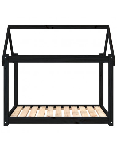 Cuccia per Cani Nera 101x70x90 cm in Legno Massello di Pino