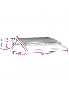 Tettoia per Porta Nero e Trasparente 100x75 cm in Policarbonato