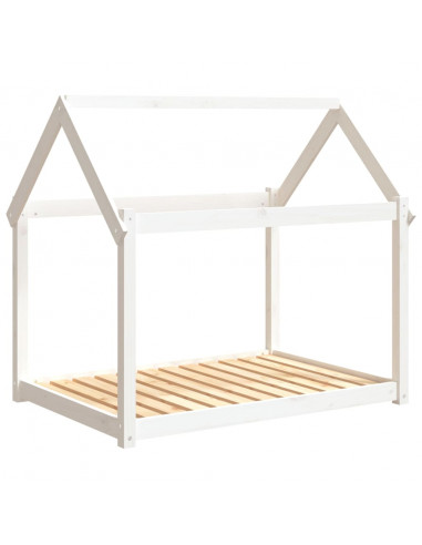 Cuccia per Cani Bianca 111x80x100 cm in Legno Massello di Pino