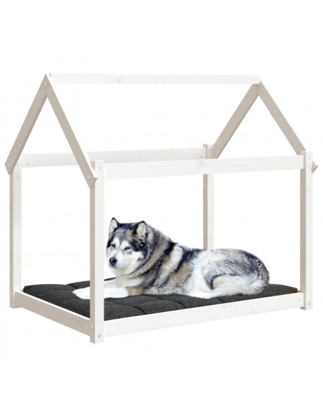 Cuccia per Cani Bianca 111x80x100 cm in Legno Massello di Pino