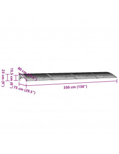 Tettoia per Porta Nero e Trasparente 350x75 cm in Policarbonato