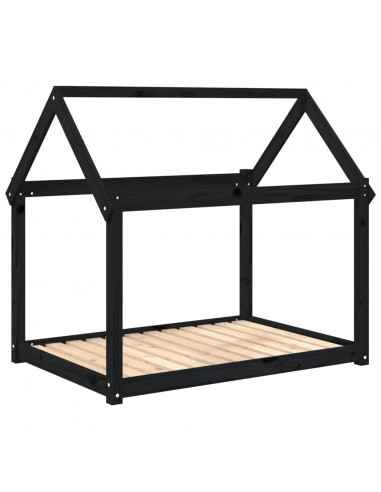 Cuccia per Cani Nera 111x80x100 cm in Legno Massello di Pino
