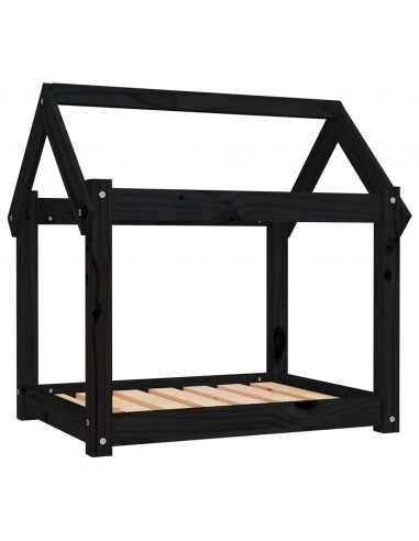 Cuccia per Cani Nera 71x55x70 cm in Legno Massello di Pino