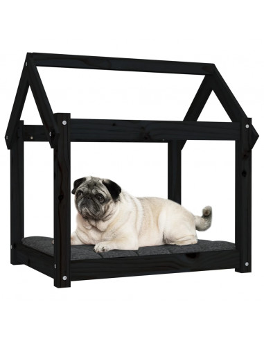 Cuccia per Cani Nera 71x55x70 cm in Legno Massello di Pino