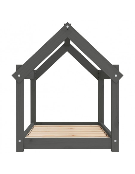 Cuccia per Cani Grigia 81x60x70 cm in Legno Massello di Pino