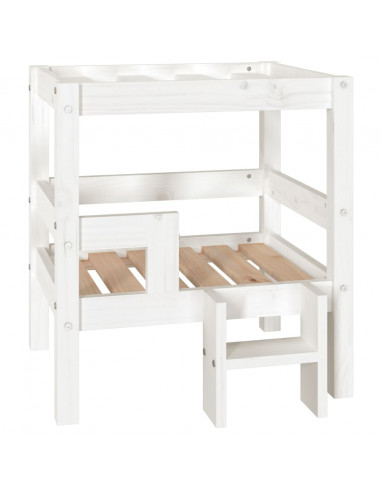 Cuccia per Cani Bianco 55,5x53,5x60cm in Legno Massello di Pino