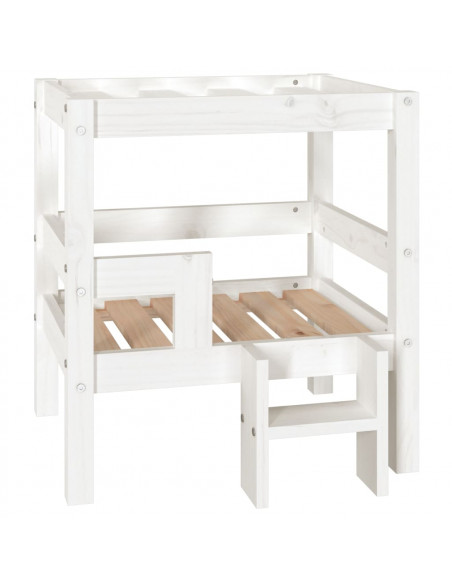 Cuccia per Cani Bianco 55,5x53,5x60cm in Legno Massello di Pino