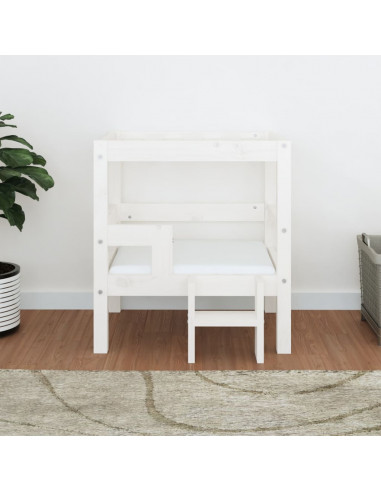 Cuccia per Cani Bianco 55,5x53,5x60cm in Legno Massello di Pino