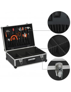 Valigetta per Attrezzi 46x33x16 cm Nera in Alluminio