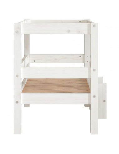 Cuccia per Cani Bianco 55,5x53,5x60cm in Legno Massello di Pino