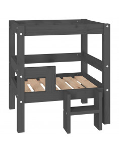 Cuccia per Cani Grigio 55,5x53,5x60cm in Legno Massello di Pino 2