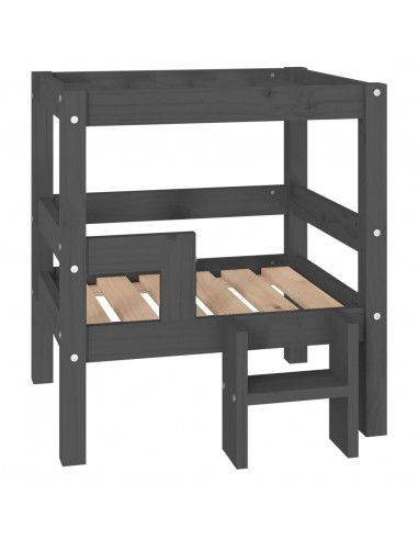 Cuccia per Cani Grigio 55,5x53,5x60cm in Legno Massello di Pino