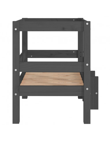 Cuccia per Cani Grigio 55,5x53,5x60cm in Legno Massello di Pino