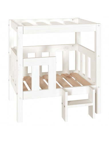 Cuccia per Cani Bianco 65,5x43x70 cm in Legno Massello di Pino