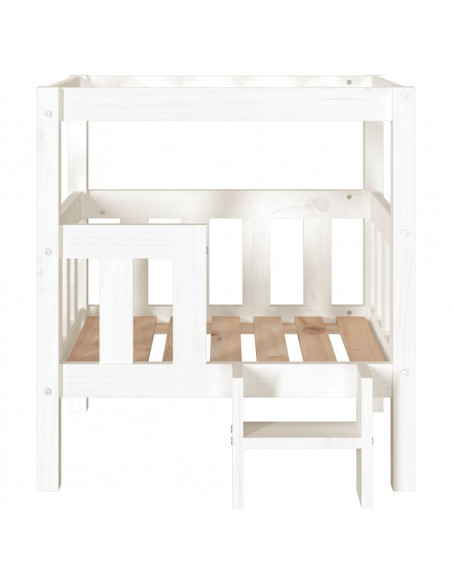 Cuccia per Cani Bianco 65,5x43x70 cm in Legno Massello di Pino