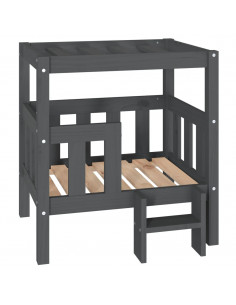 Cuccia per Cani Grigio 65,5x43x70 cm in Legno Massello di Pino 2