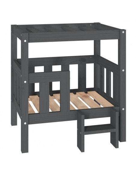 Cuccia per Cani Grigio 65,5x43x70 cm in Legno Massello di Pino