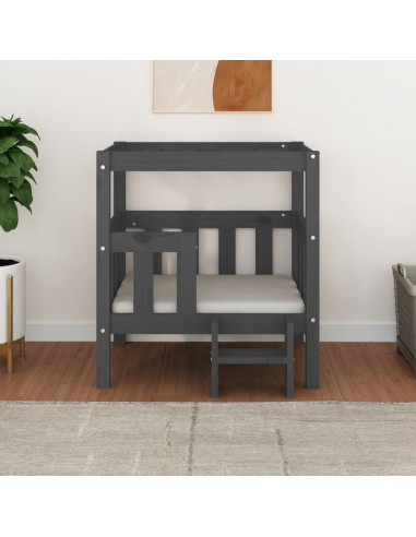 Cuccia per Cani Grigio 65,5x43x70 cm in Legno Massello di Pino