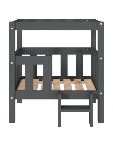Cuccia per Cani Grigio 65,5x43x70 cm in Legno Massello di Pino