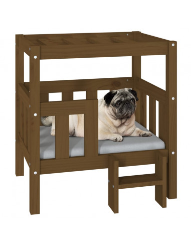 Cuccia per Cani Miele 65,5x43x70 cm in Legno Massello di Pino