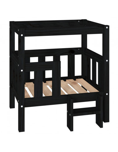 Cuccia per Cani Nera 65,5x43x70 cm in Legno Massello di Pino