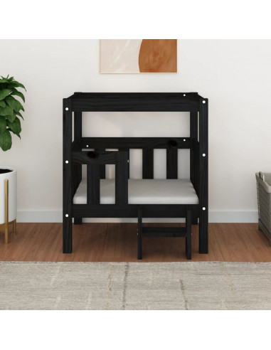 Cuccia per Cani Nera 65,5x43x70 cm in Legno Massello di Pino