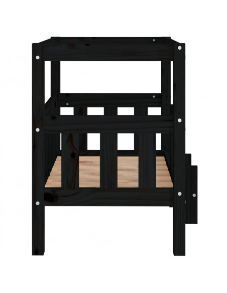 Cuccia per Cani Nera 65,5x43x70 cm in Legno Massello di Pino