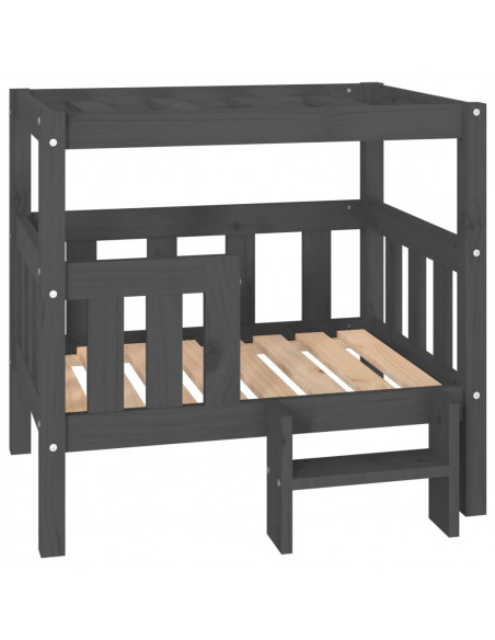 Cuccia per Cani Grigio 75,5x63,5x70cm in Legno Massello di Pino