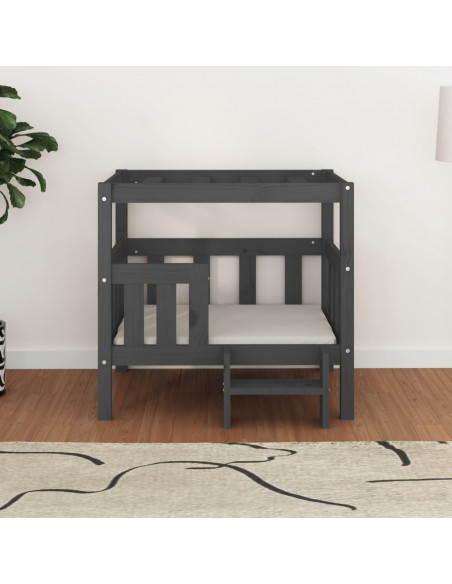 Cuccia per Cani Grigio 75,5x63,5x70cm in Legno Massello di Pino
