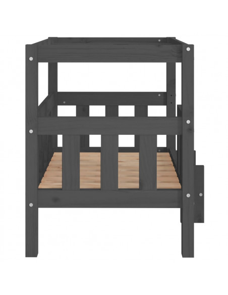 Cuccia per Cani Grigio 75,5x63,5x70cm in Legno Massello di Pino