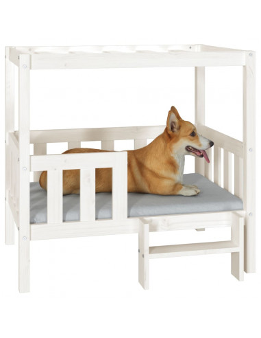 Cuccia per Cani Bianco 95,5x73,5x90cm in Legno Massello di Pino