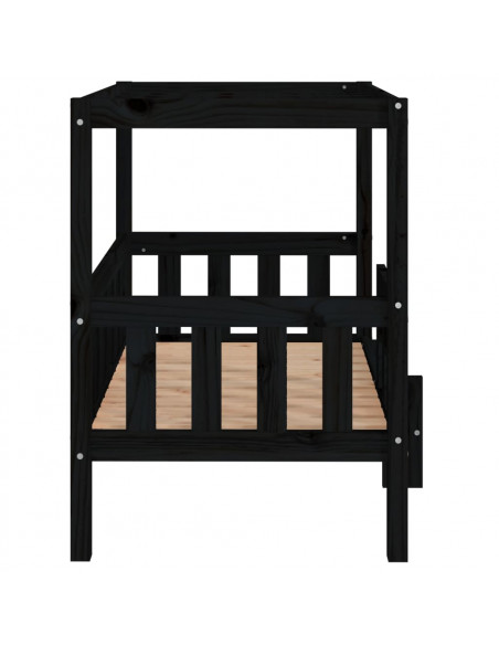 Cuccia per Cani Nera 95,5x73,5x90 cm in Legno Massello di Pino