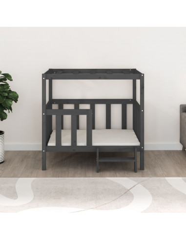 Cuccia per Cani Grigia 105,5x83,5x100cm Legno Massello di Pino