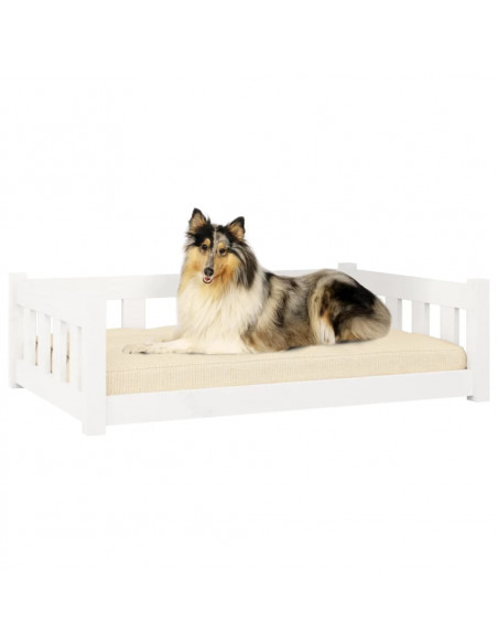 Cuccia per Cani Bianca 95,5x65,5x28 cm Legno Massello di Pino