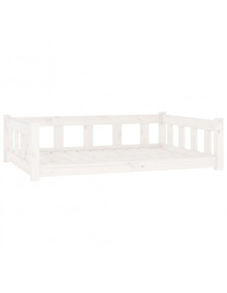 Cuccia per Cani Bianca 105,5x75,5x28 cm Legno Massello di Pino