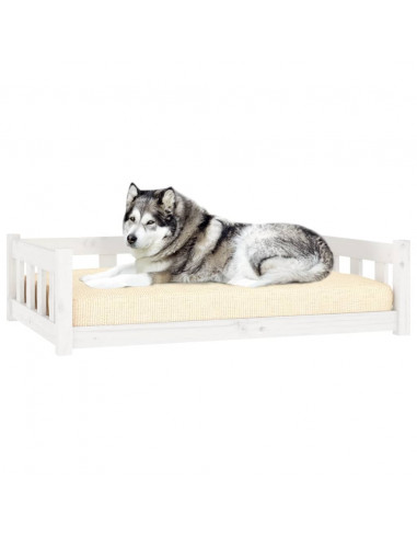 Cuccia per Cani Bianca 105,5x75,5x28 cm Legno Massello di Pino