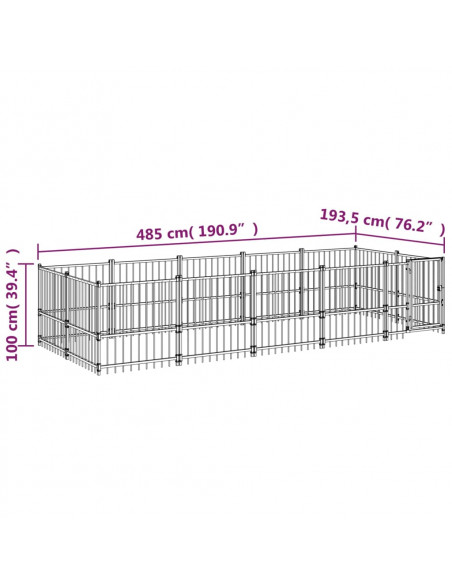 Gabbia per Cani da Esterno in Acciaio 9,38 m²