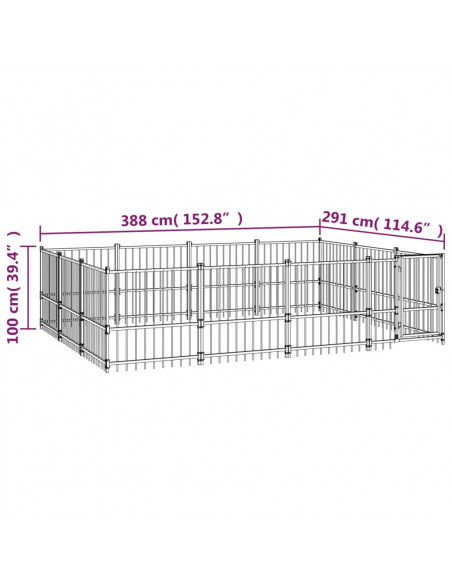 Gabbia per Cani da Esterno in Acciaio 11,58 m²
