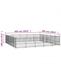 Gabbia per Cani da Esterno in Acciaio 23,52 m²